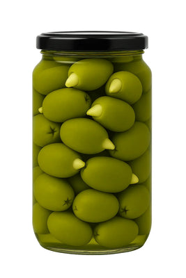 Greek Green Halkidik Olives Stuffed with Garlic