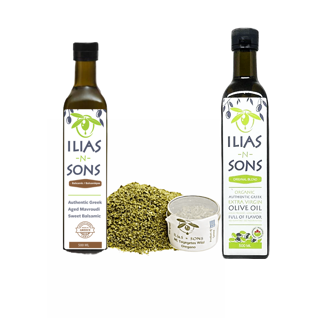 Ilias and Sons Extra Virgin Olive Oil Balsamic and Oregano Bundle