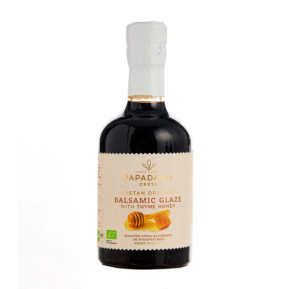 Organic Greek balsamic glaze with thyme honey Papadakis 250ml bottle
