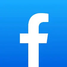 Blue square background with a white lowercase Facebook 'f' logo