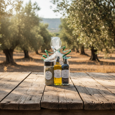 Gourmet Greek Salad Starter Kit with Balsamic, Extra Virgin Olive Oil and Oregano